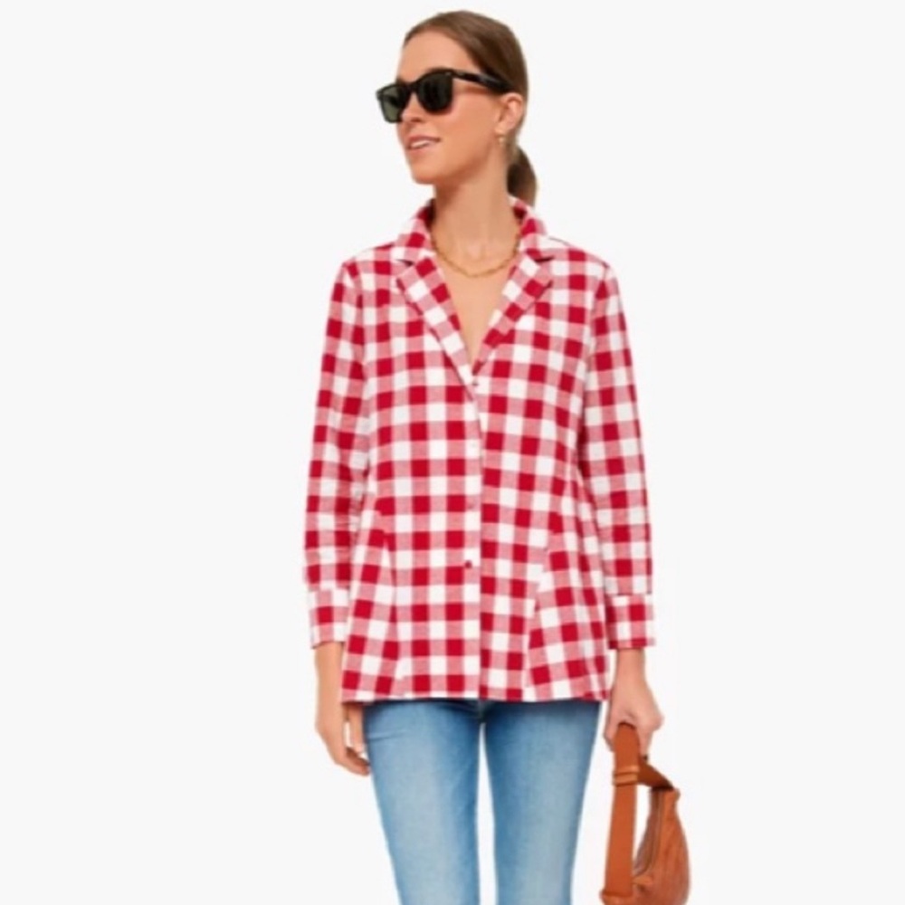 Tuckernuck Red and White Checkered Blouse
